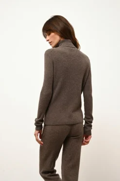 LANAIS pull col roulé taupe chiné