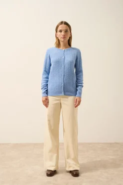 LAURA cardigan col rond sky