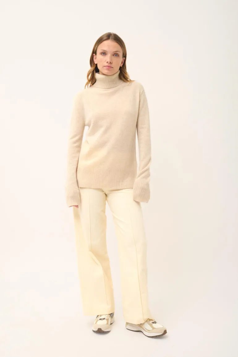 LEXIE pull col roulé avoine