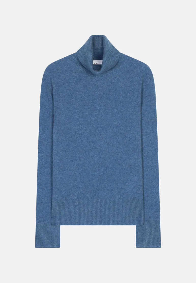 LEXIE pull col roulé bleu denim