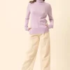 LEXIE pull col roulé mauve chiné