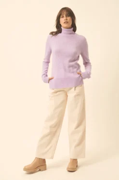 LEXIE pull col roulé mauve chiné