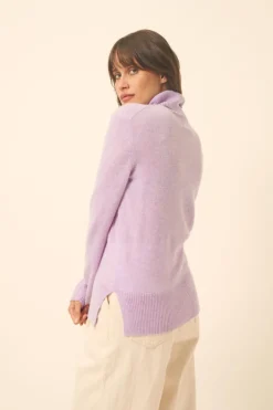 LEXIE pull col roulé mauve chiné