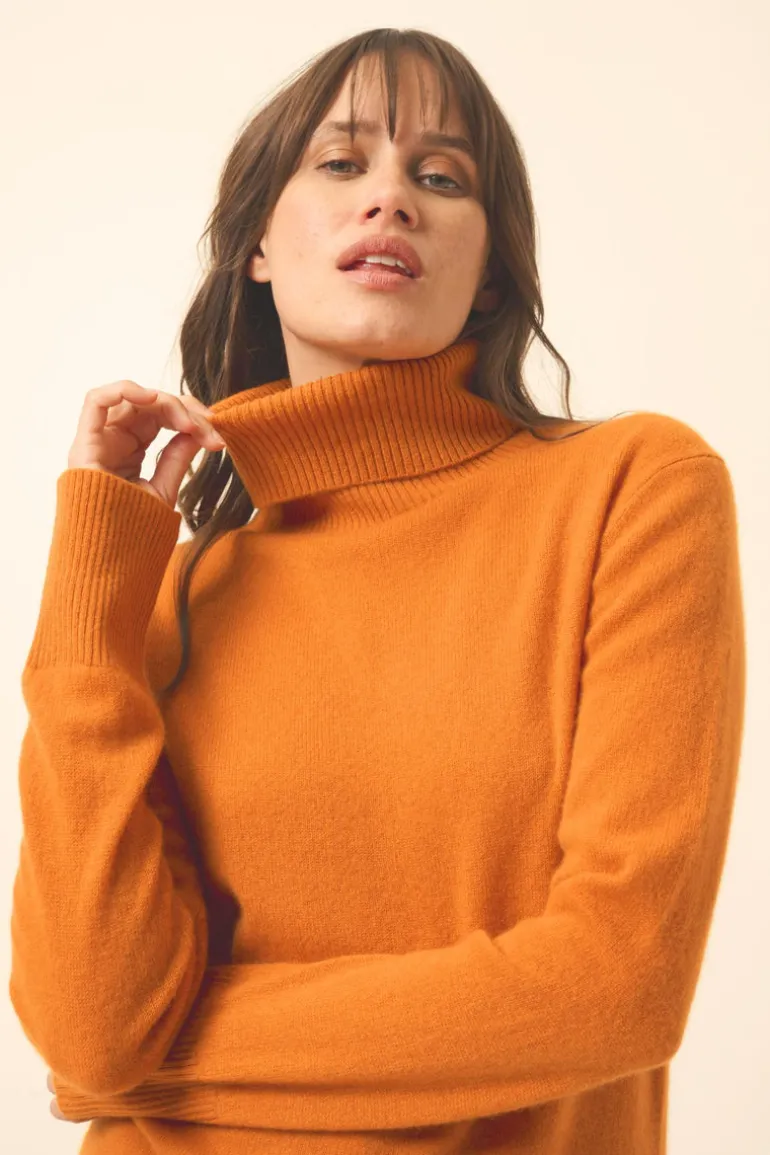 LEXIE pull col roulé ocre