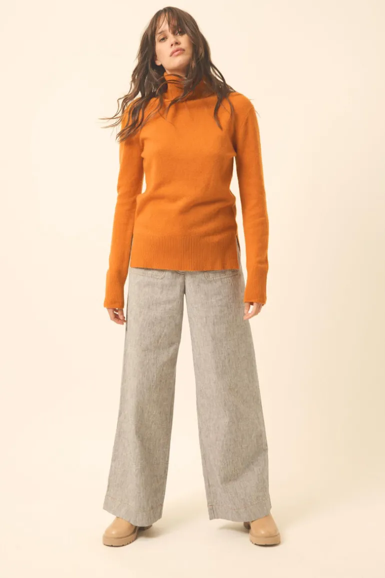 LEXIE pull col roulé ocre