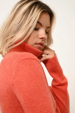 LEXIE pull col roulé orange chiné