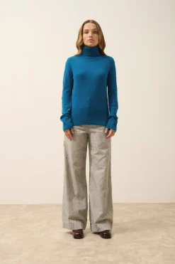 LEXIE pull col roulé paon
