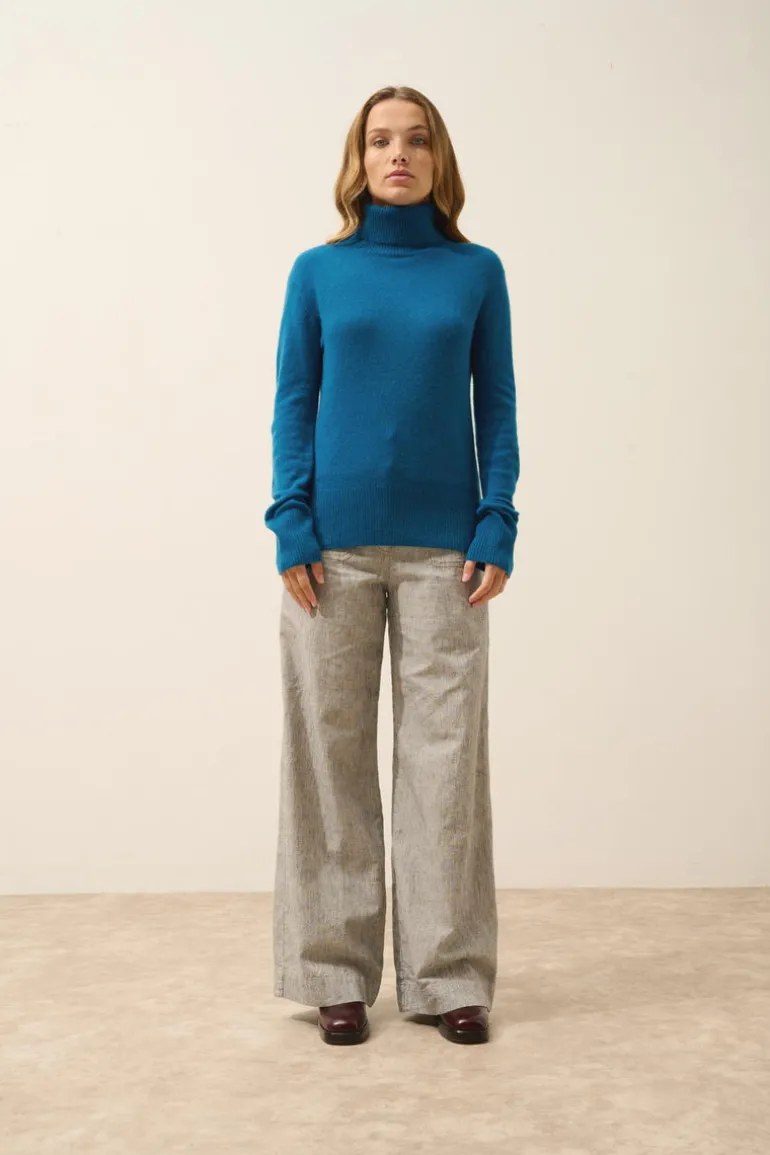 LEXIE pull col roulé paon