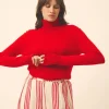LEXIE pull col roulé rouge