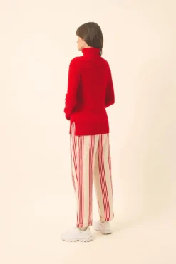 LEXIE pull col roulé rouge