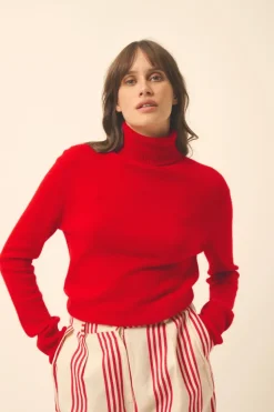 LEXIE pull col roulé rouge