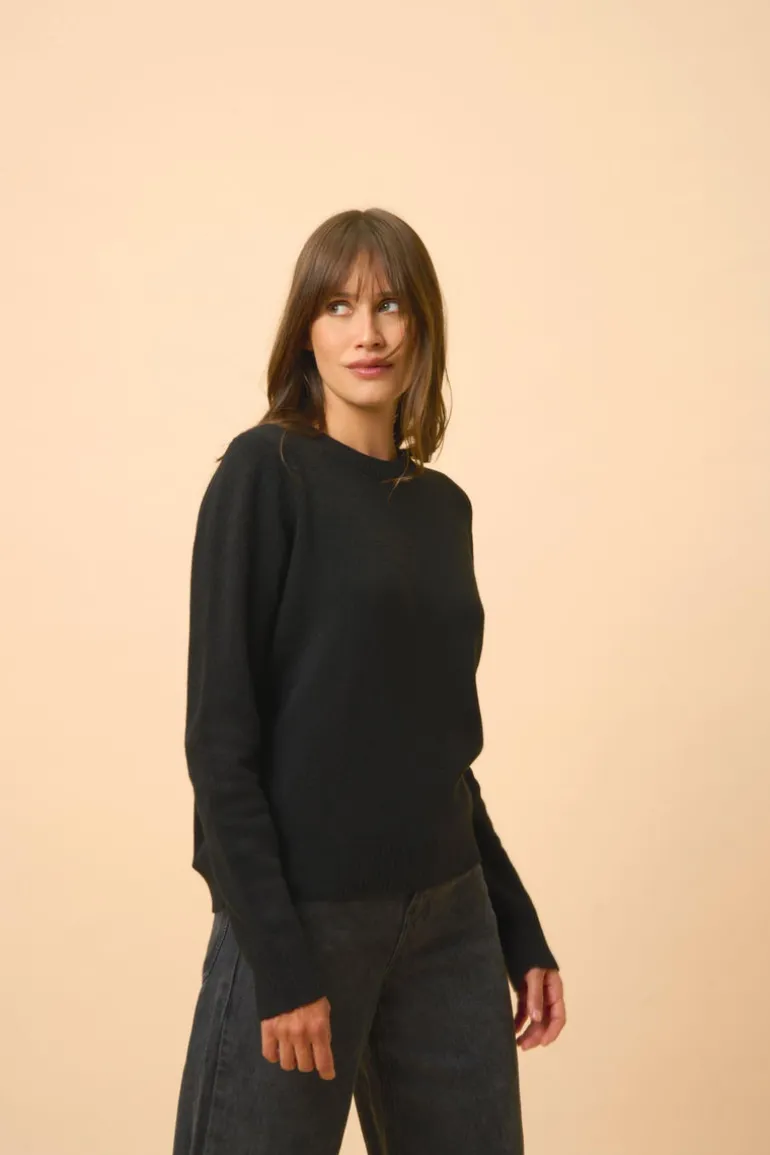 LEXINI pull col rond noir