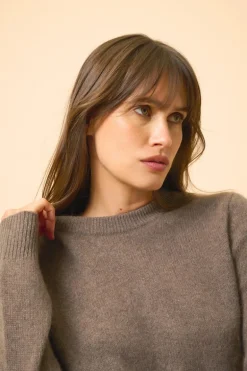 LEXINI pull col rond taupe chiné