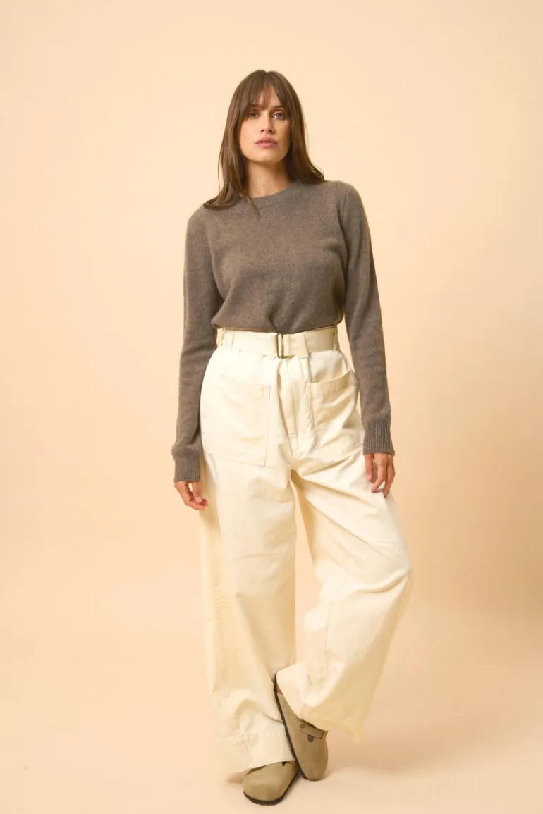 LEXINI pull col rond taupe chiné