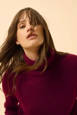 LILLY pull col roulé bordeaux