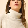 LILLY pull col roulé gris perle chiné