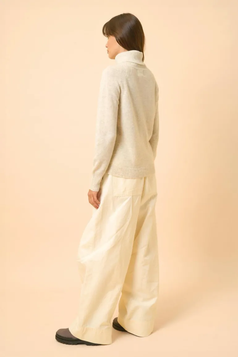 LILLY pull col roulé gris perle chiné