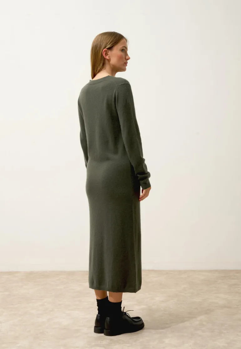 LINA robe col rond kaki
