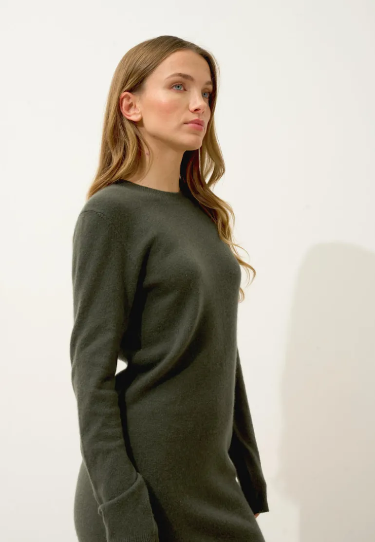 LINA robe col rond kaki