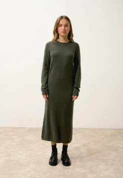 LINA robe col rond kaki