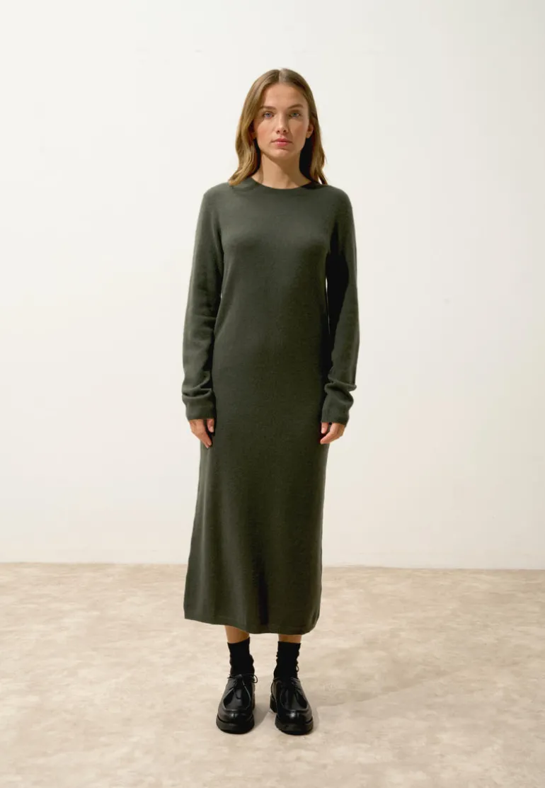 LINA robe col rond kaki