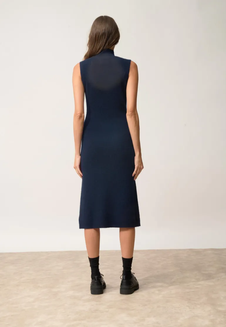 LOLA robe col montant navy