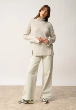 LOUISE pull col roulé gris perle chiné
