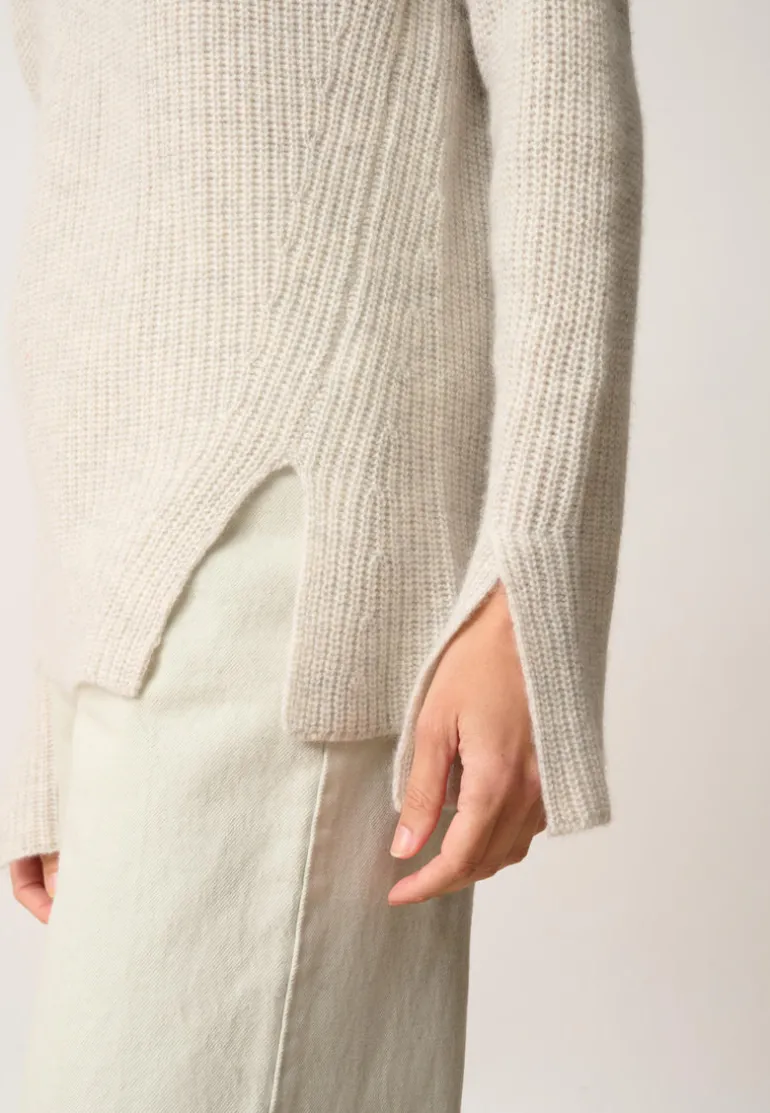 LOUISE pull col roulé gris perle chiné