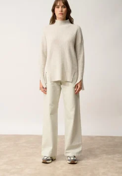 LOUISE pull col roulé gris perle chiné