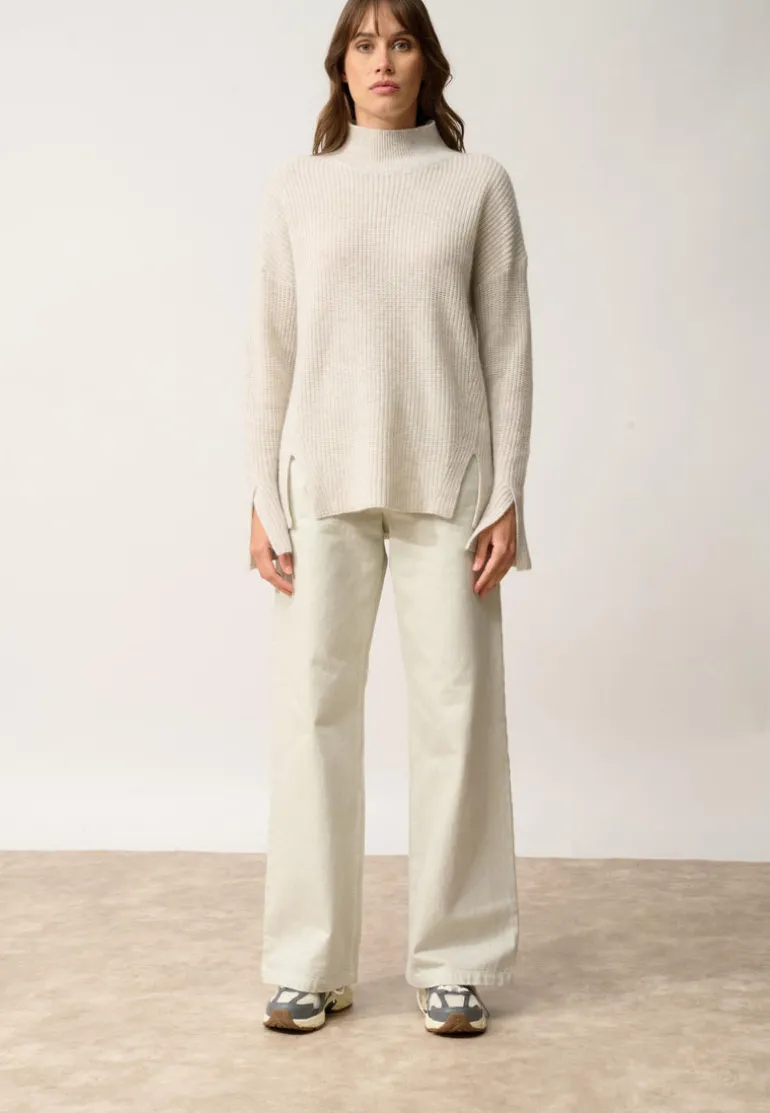 LOUISE pull col roulé gris perle chiné