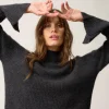 LOUISE pull col roulé noir chiné