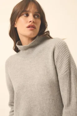 LOUISE pull col roulé nuage chiné