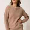 LOUNA pull col rond camel chiné
