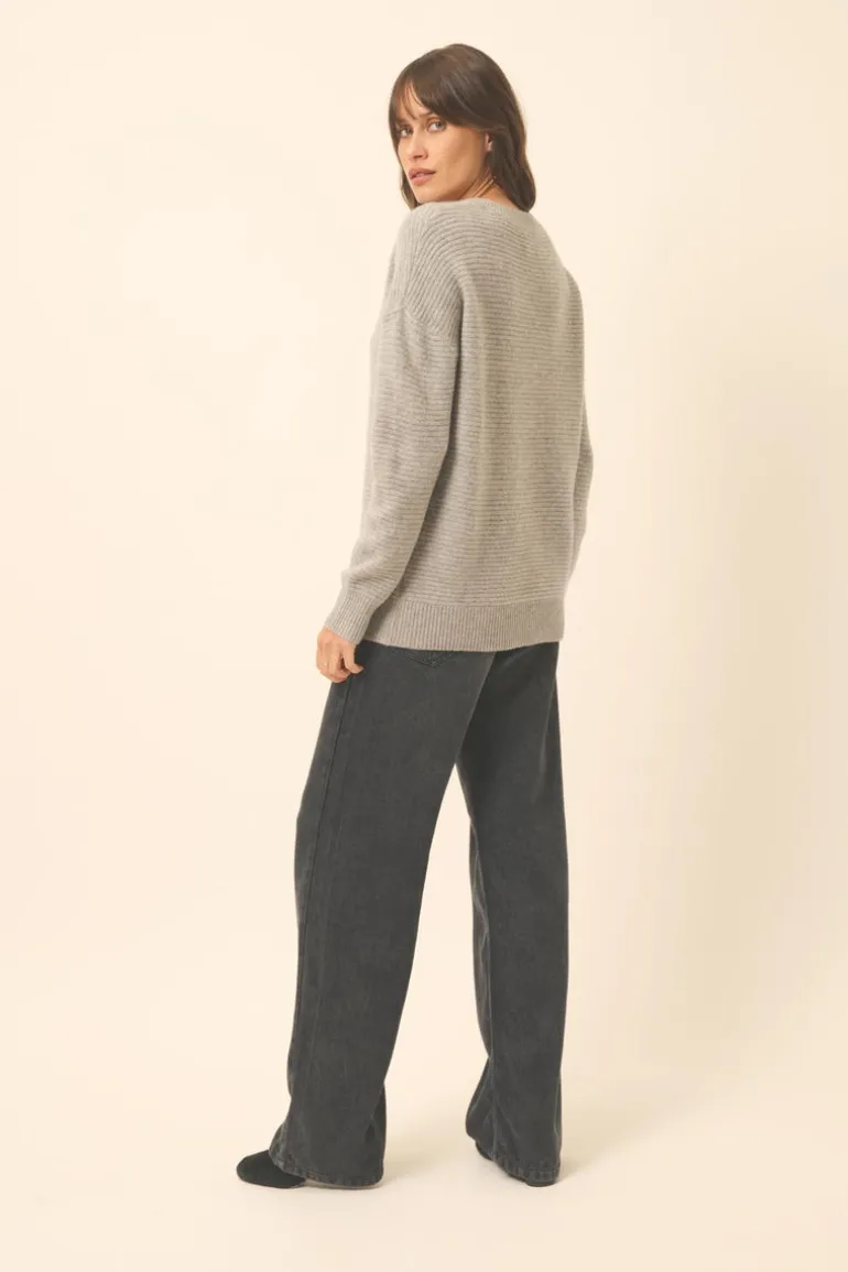 LOUNA pull col rond nuage chiné