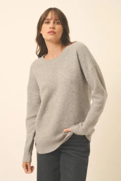 LOUNA pull col rond nuage chiné