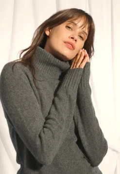 LUCIE pull col roulé anthracite chiné