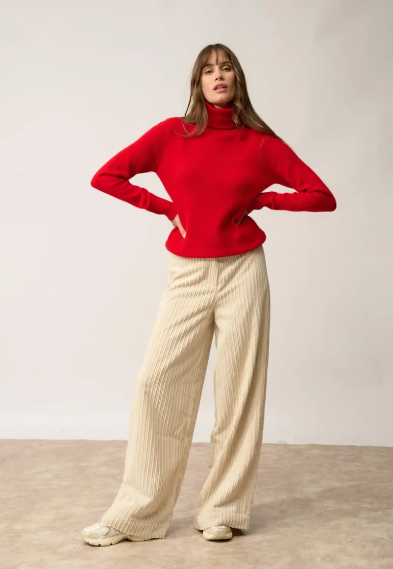 LUCIE pull col roulé rouge