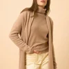 MADDIE gilet col châle camel chiné