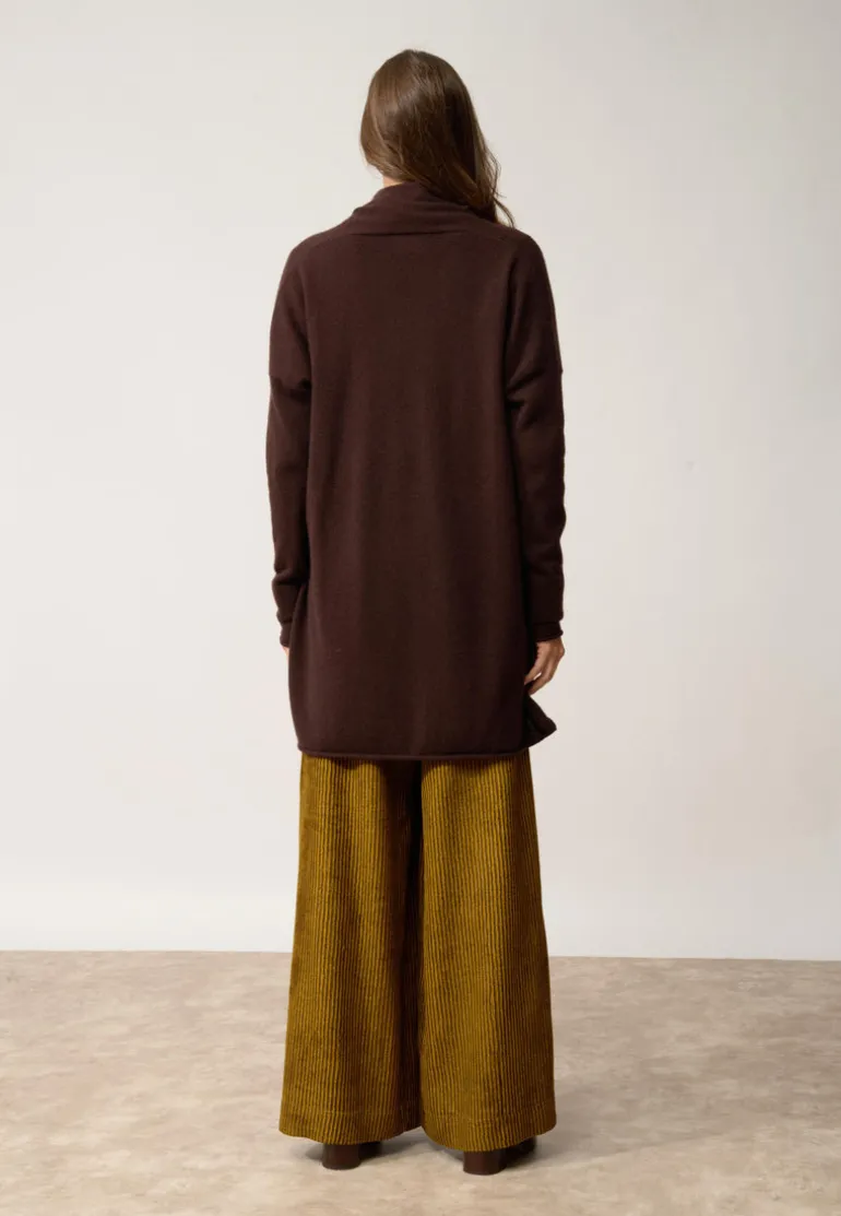 MADDIE gilet col châle choco