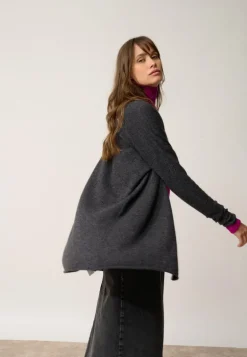 MADDIE gilet col châle noir chiné