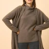 MADDIE gilet col châle taupe chiné