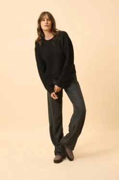 MARGAUX pull col rond noir