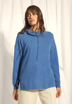 MELROSE pull col montant bleu denim