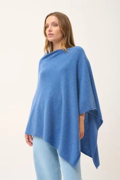 MEREDITH poncho col bateau bleu denim