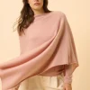 MEREDITH poncho col bateau bois de rose