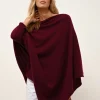 MEREDITH poncho col bateau bordeaux