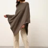 MEREDITH poncho col bateau taupe chiné