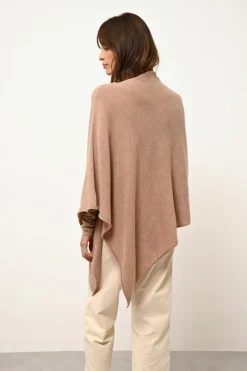 MEREDITH poncho col bateau camel chiné