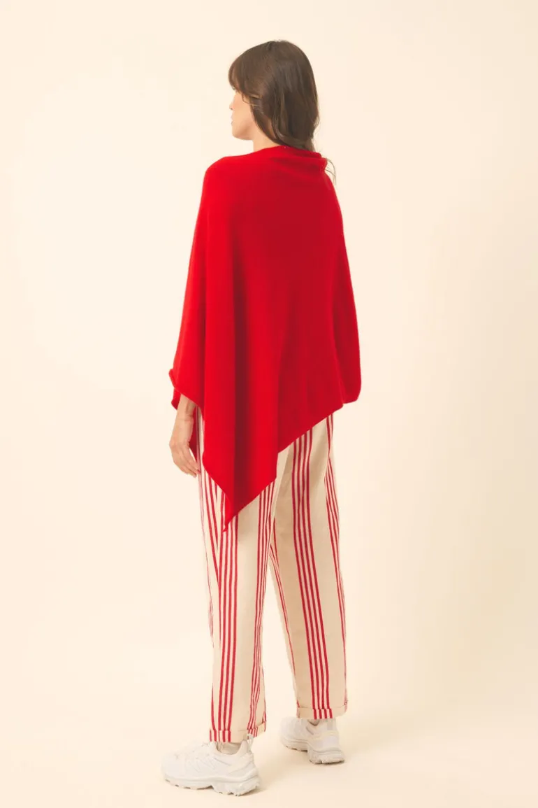 MEREDITH poncho col bateau rouge