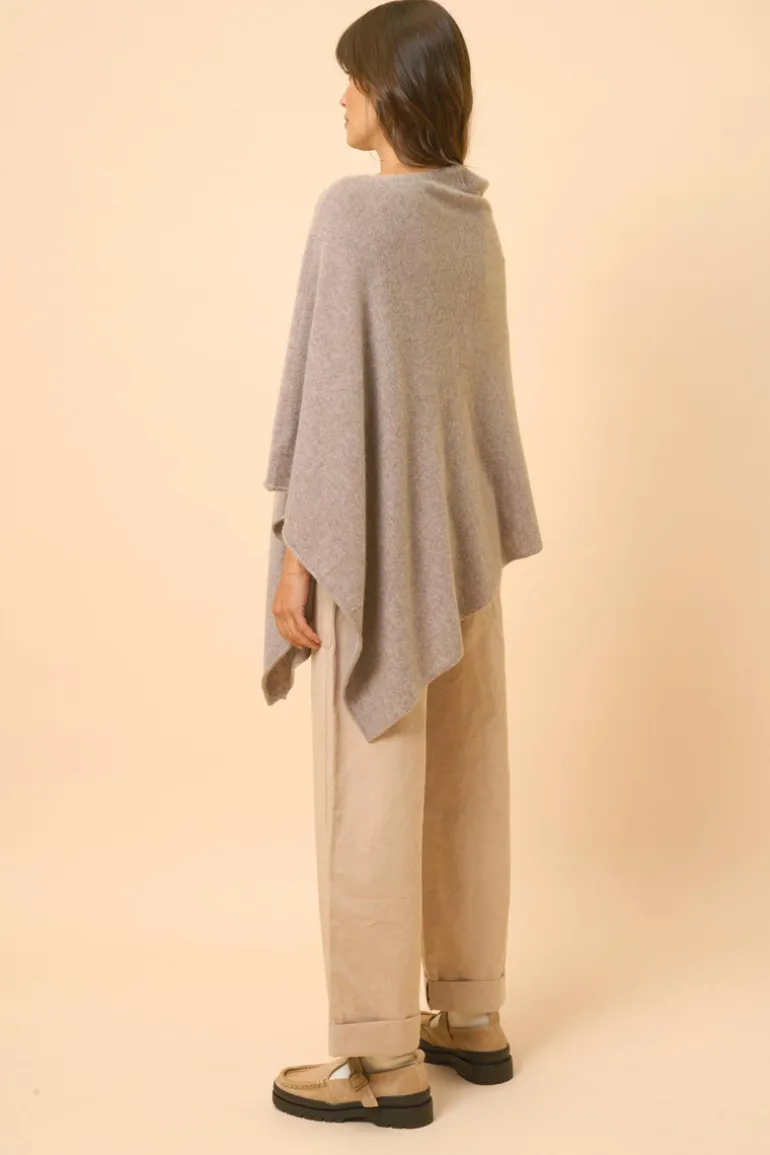 MEREDITH poncho col bateau caribou chiné
